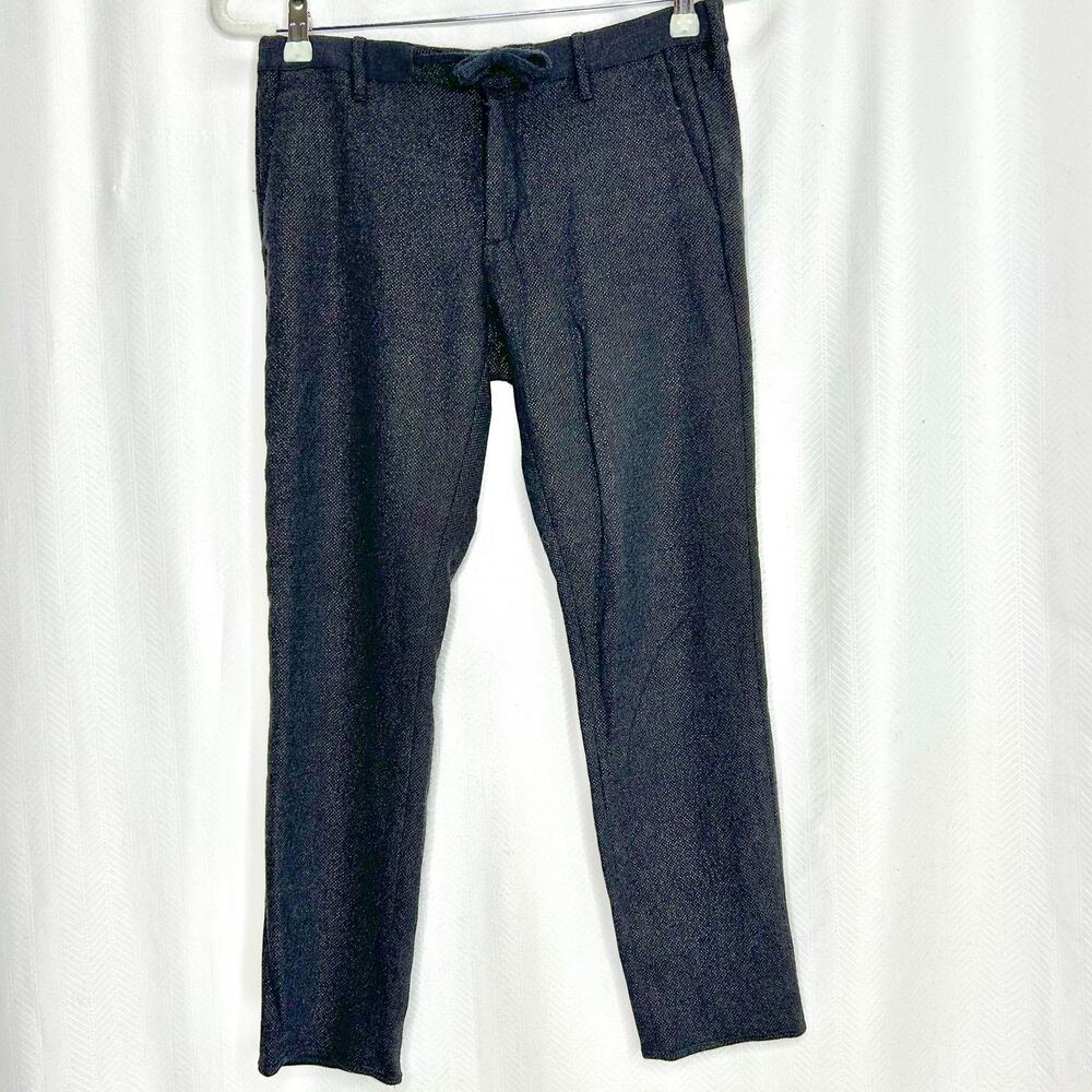 Pence womans trousers wool cashmere blend cropped size 28 gray with gold accent